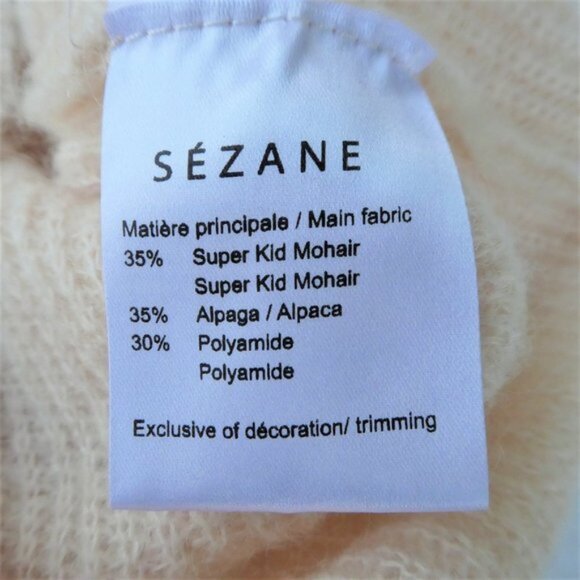 MoHaiR ALPaCa Blend Sezane Sweater Crew Blush Pink Buttons Down Arm Italy M - Picture 11 of 12